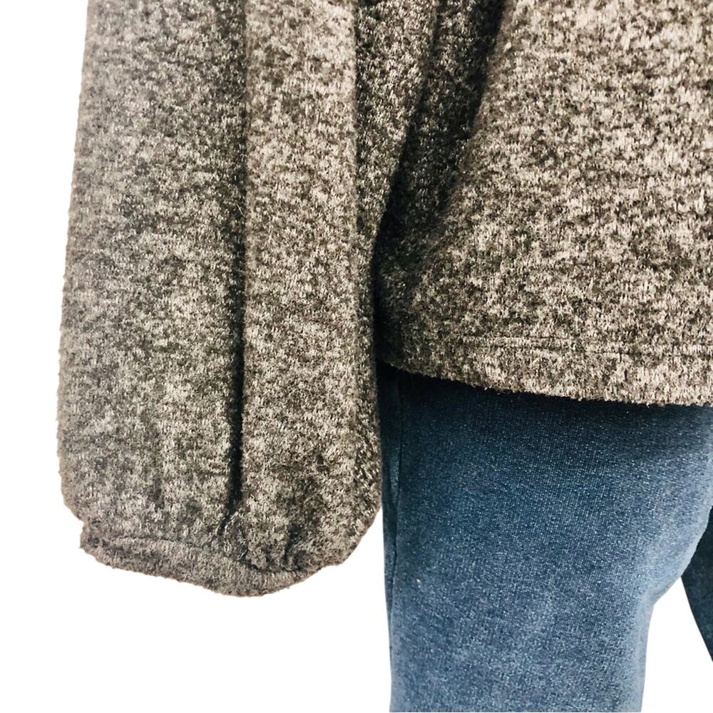 Zara Trafaluc Gray Marled Sweater Loose Fit Bishop Sleeves Rounded Neckline - Picture 4 of 16